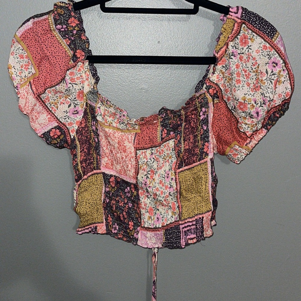 Patchwork Drawstring Crop - image 3